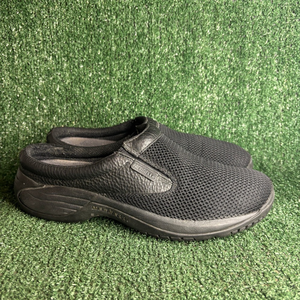 Merrell Encore Bypass Mesh Leather Slip On Comfort Clog Mules Black Mens Size 11